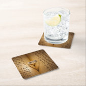 結婚指輪のハートの影が聖書に スクエアペーパーコースター (インサイチュ)