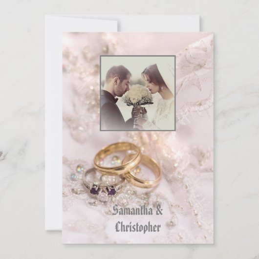 結婚指輪の写真招待状 招待状 (裏面)