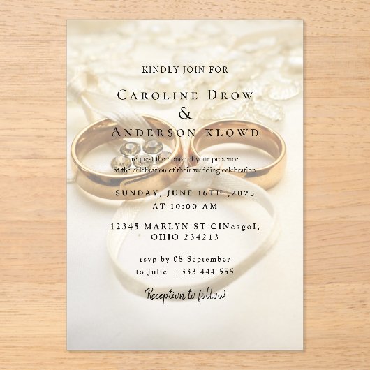 結婚指輪アクリル インビテーション アクリル招待状 (正面)