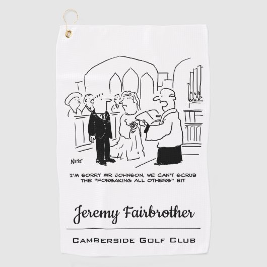 結婚教会の牧師の誓い。おもしろい ゴルフタオル (正面)
