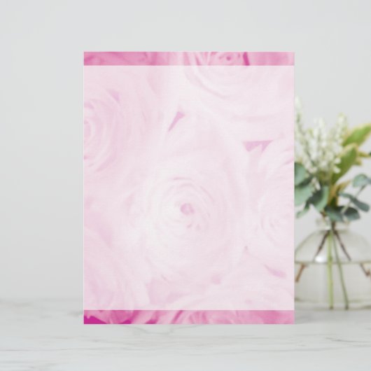 結婚文房具 |ピンクのバラの花のレターヘッド (スタンド正面)