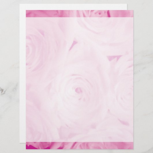 結婚文房具 |ピンクのバラの花のレターヘッド (正面/裏面)