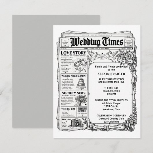 結婚新聞 招待状 (正面/裏面)