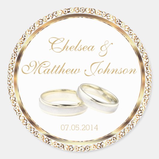 結婚新郎新婦のバンド ラウンドシール (正面)