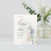 結婚新郎新婦の水彩画 招待状 (スタンド正面)