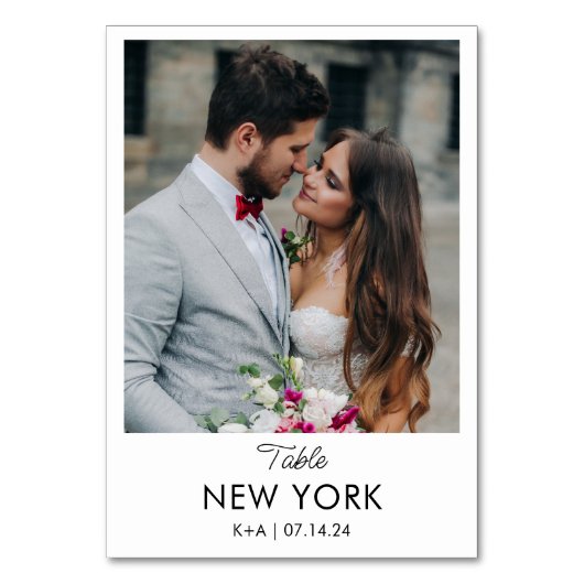 結婚旅行先の写真と名前 テーブルナンバー (正面)