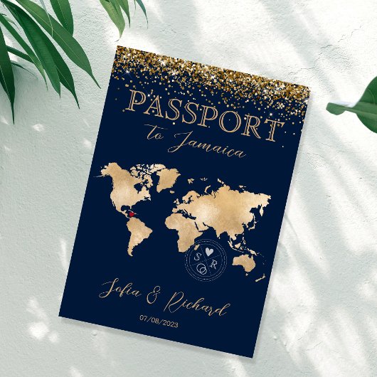 結婚旅行先パスポート世界地図トロピカル 招待状