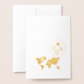 結婚旅行先パスポート世界地図トロピカル 箔カード (裏面封筒付き)