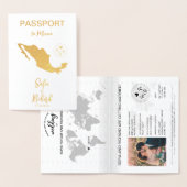 結婚旅行先パスポート世界地図メキシコフォイル 箔カード (ディスプレー)