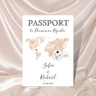 結婚旅行先パスポート赤面ワールドマップピーチ 招待状