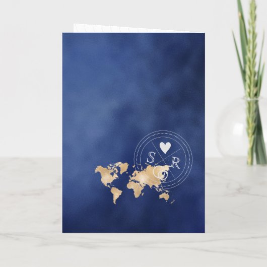 結婚旅行先パスポート金ゴールド世界地図メキシコ 招待状 (裏面)