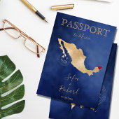 結婚旅行先パスポート金ゴールド世界地図メキシコ 招待状