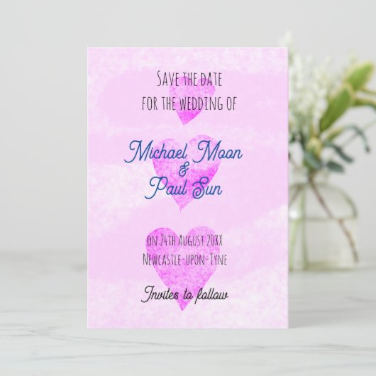 結婚日を保存する現代的な結婚発表 招待状 (スタンド正面)