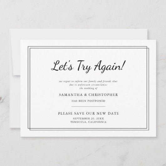 結婚日を変更しましょう　もう１度トライ！ 案内状 (正面)