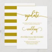 結婚日延期のお知らせ 上品なゴールド 招待状 (正面/裏面)