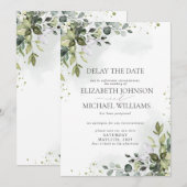 結婚日延期 ユーカリ 水彩 案内状 (正面/裏面)