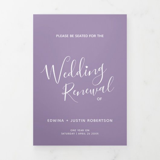 結婚更新式の紫と白 三つ折りプログラム (カバー)