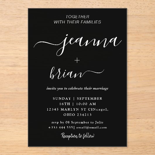 結婚書モダンアクリル招待状 アクリル招待状 (正面)