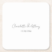 結婚書道エレガントクリエイティブ白黒 スクエアペーパーコースター (正面)