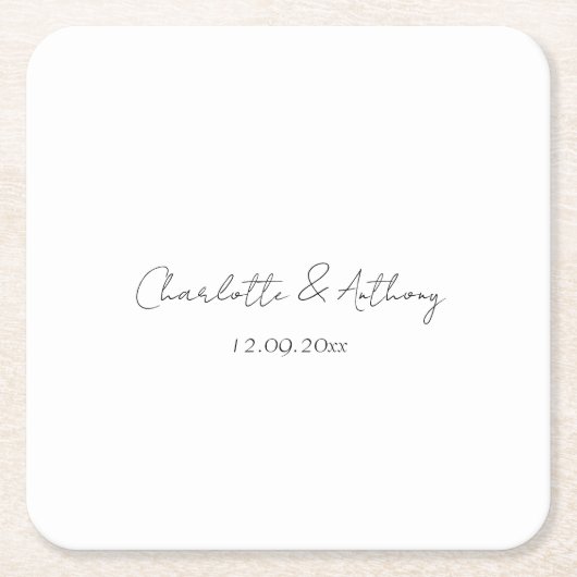 結婚書道エレガントクリエイティブ白黒 スクエアペーパーコースター (正面)