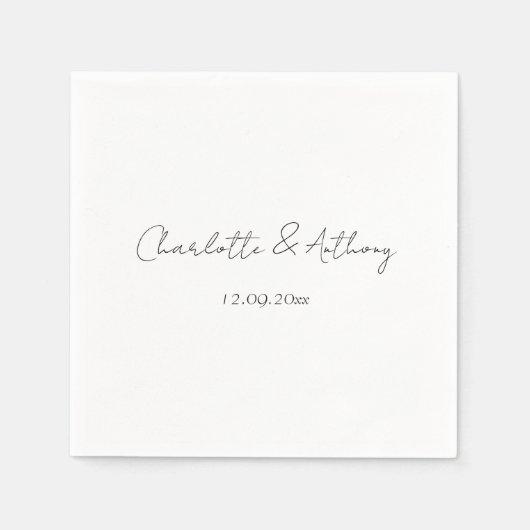 結婚書道エレガントクリエイティブ白黒 スタンダードカクテルナプキン (正面)