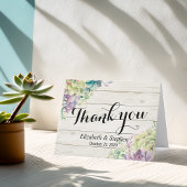 結婚木材の多肉植物に感謝素朴 サンキューカード