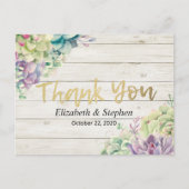 結婚木材の多肉植物に感謝素朴 ポストカード (正面)