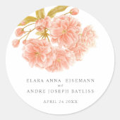 結婚桃の花のフローラカスタム ラウンドシール (正面)