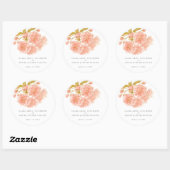 結婚桃の花のフローラカスタム ラウンドシール (シート)