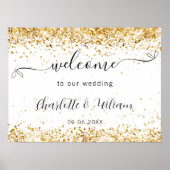 結婚歓迎の白金ゴールドスクリプエレガントト ポスター (正面)