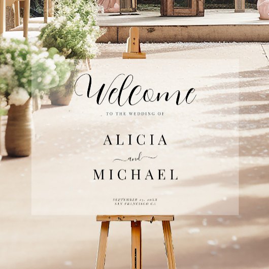 結婚歓迎エレガント印シンプル文字 アクリルサイン