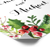 結婚歓迎サイン植物赤 ポスター (角)