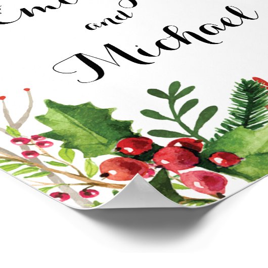 結婚歓迎サイン植物赤 ポスター (角)