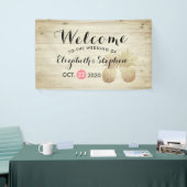 結婚歓迎金ゴールドパイナップルカップル素朴ウッド 横断幕 (トレードショー)