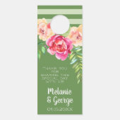 結婚水絵を描色の花 – 緑のピンク ドアノブサイン (正面)