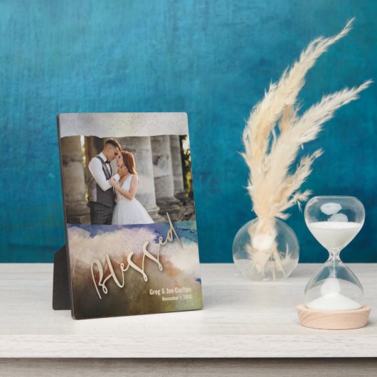 結婚水賛美色Tabletop Easel フォトプラーク (側面)