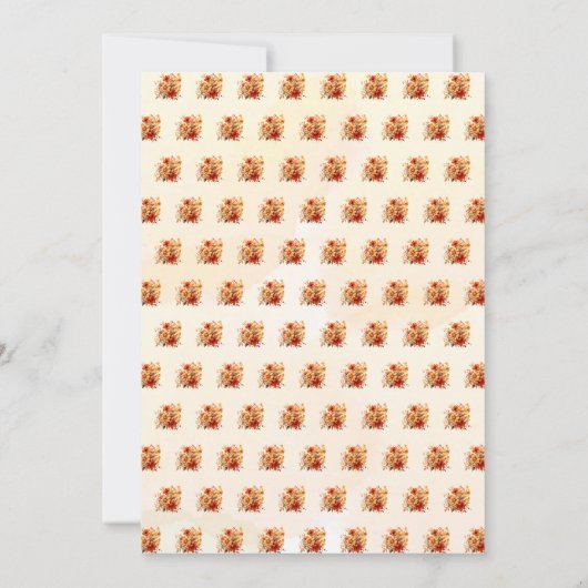 結婚燃えたオレンジの秋花模様 招待状 (裏面)