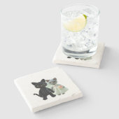 結婚猫 ストーンコースター (横)