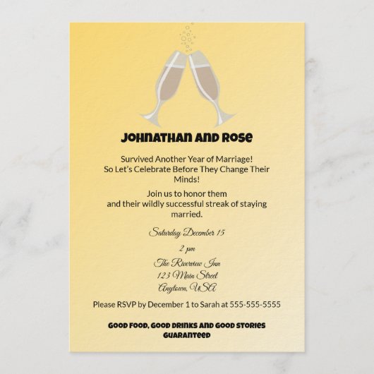 結婚生活、あと１年乗り切ったか。 招待状 (正面)