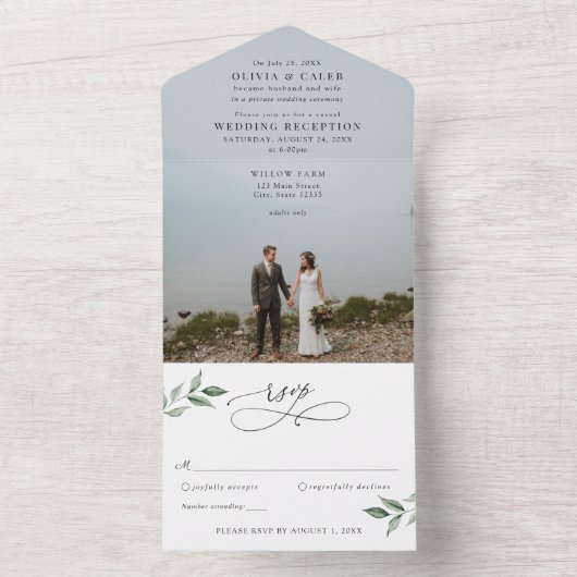 結婚発表と披露宴が１つになったカード オールインワン招待状 (内側)