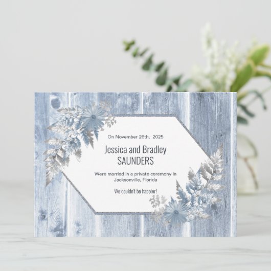 結婚発表ほこりっぽい青い木 案内状 (スタンド正面)