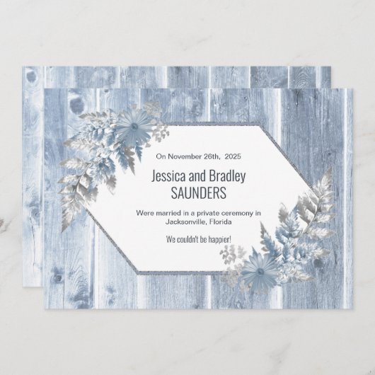 結婚発表ほこりっぽい青い木 案内状 (正面/裏面)