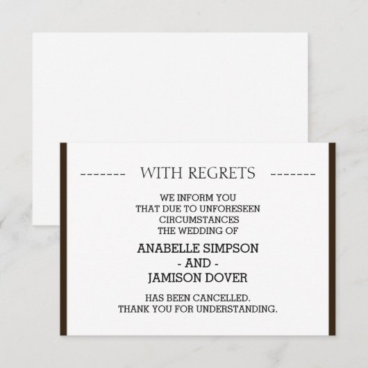 結婚発表中止カード 案内状 (正面/裏面)