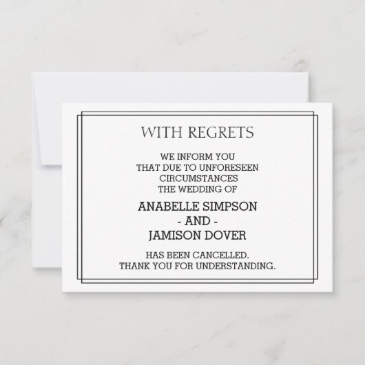 結婚発表中止カード 案内状 (正面)