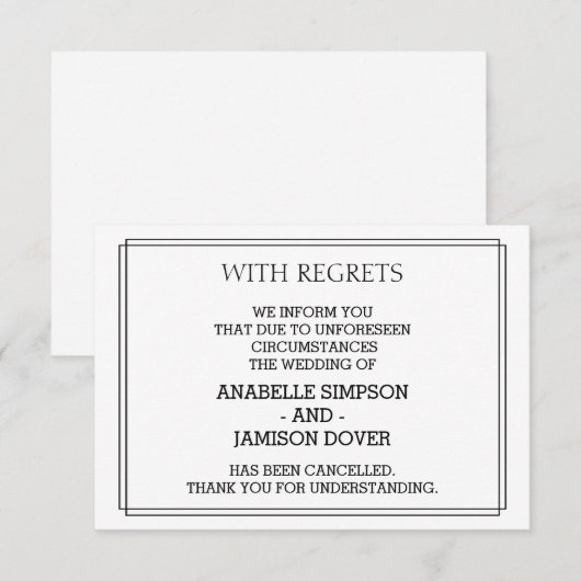 結婚発表中止カード 案内状 (正面/裏面)