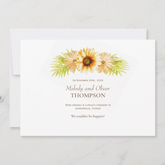 結婚発表素朴絵を描ひまわり 案内状 (正面)