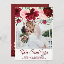 結婚発表 バーガンディ ピンク 花