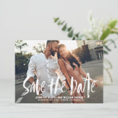 結婚発表 ブラシタイポグラフィー フォトカード 招待状 (スタンド正面)