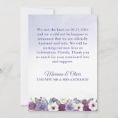 結婚発表 紫 藤色 花 招待状 (裏面)