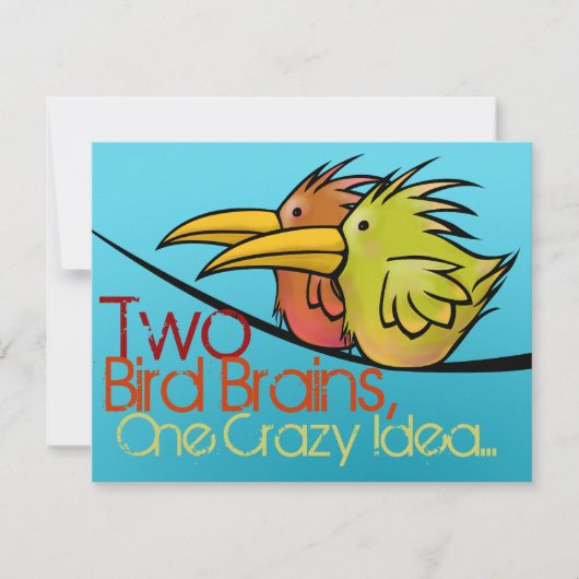 結婚発表、2 羽の鳥が電線に、ユーモア 招待状 (正面)